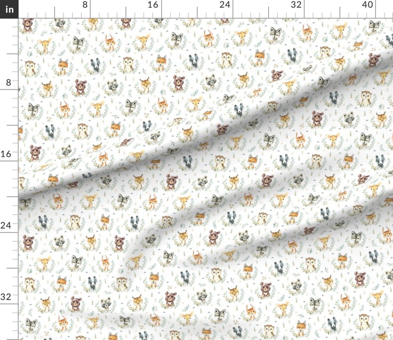 Woodland Animals Nursery Style Smaller Scale Deer Bear Fox Custom Printed Fabric by Spoonflower Various Fabrics by the Yard or Fat Quarter